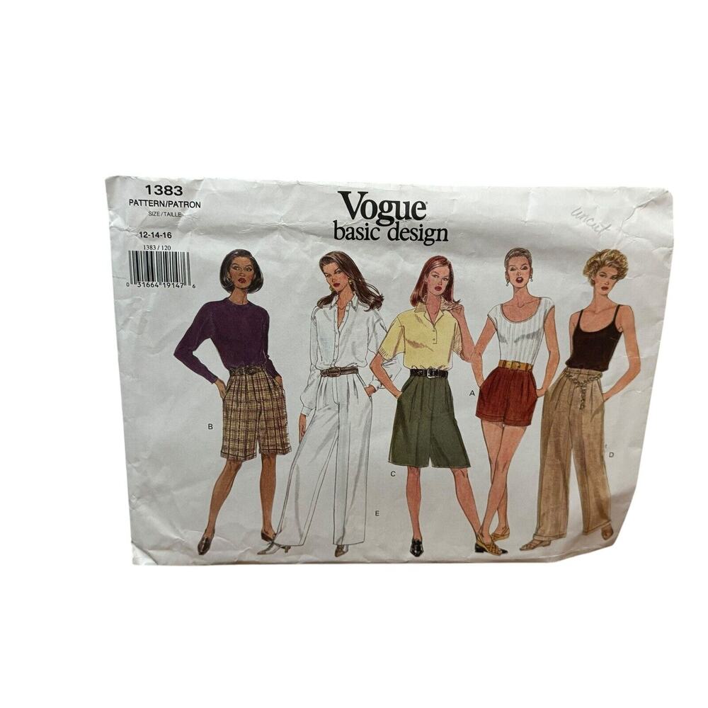Vogue 1383 Misses Wide Legged Shorts Or Pants Sewing Pattern 12-16 Vintage 1994